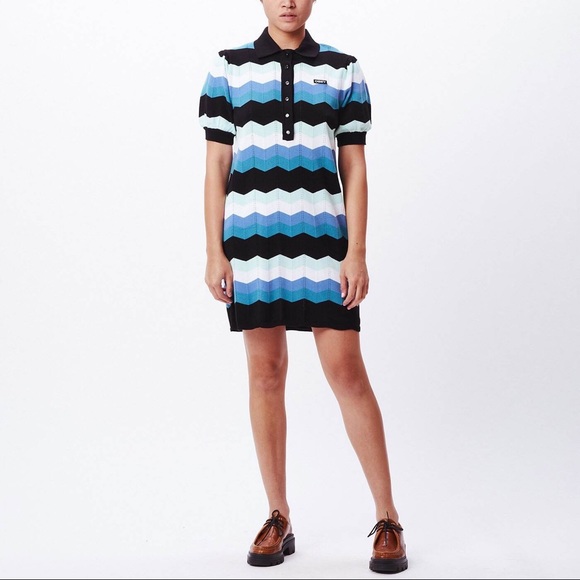 OBEY Chevron Pattern Jaquie Polo Sweater Dress - Picture 3 of 11